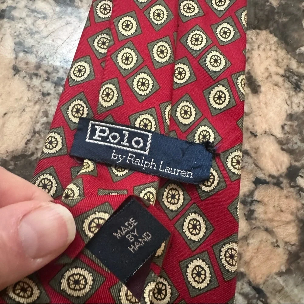 Polo by Ralph Lauren Red and Gold Geometric Tie